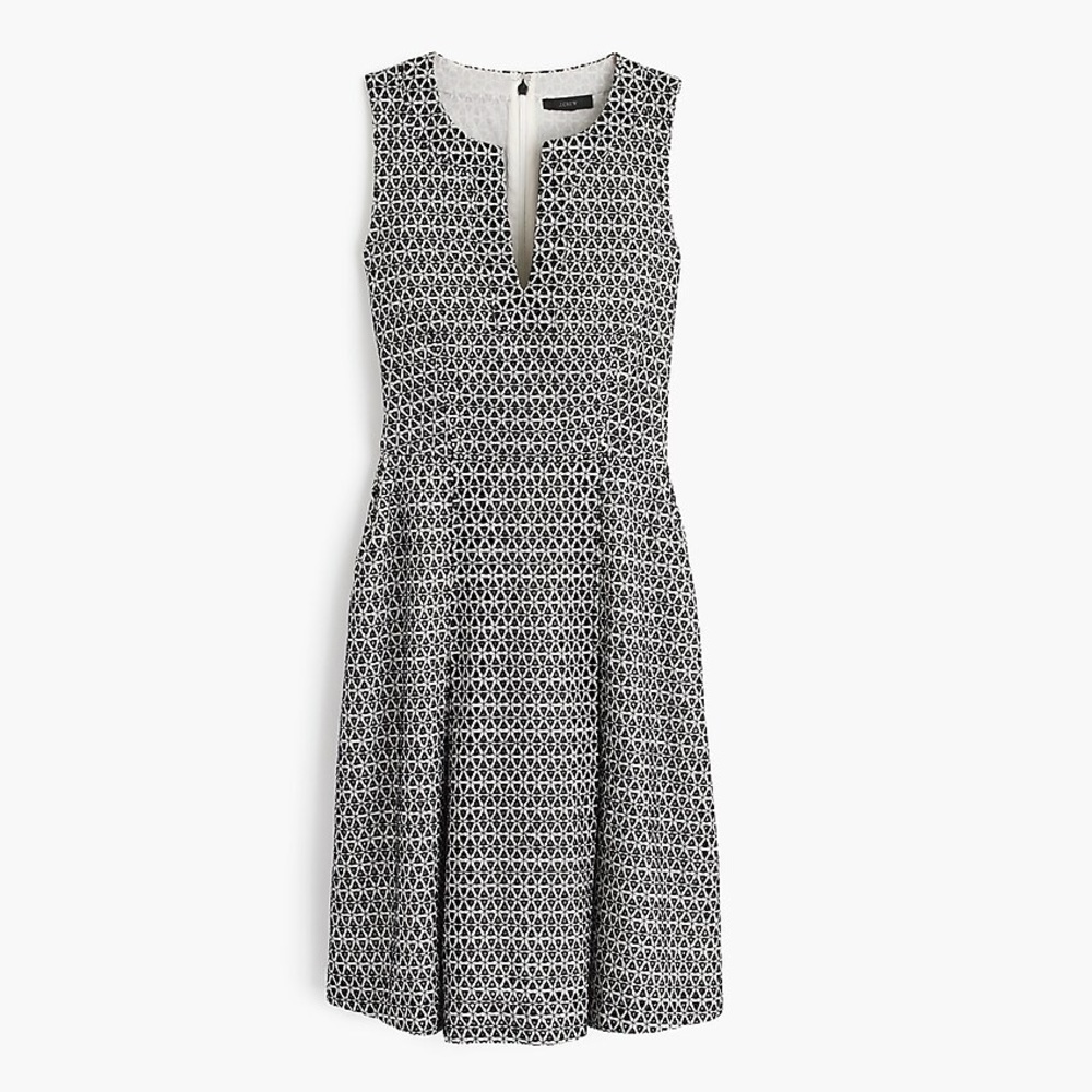 NWT JCrew Sz 16 white with black eyelet dress
